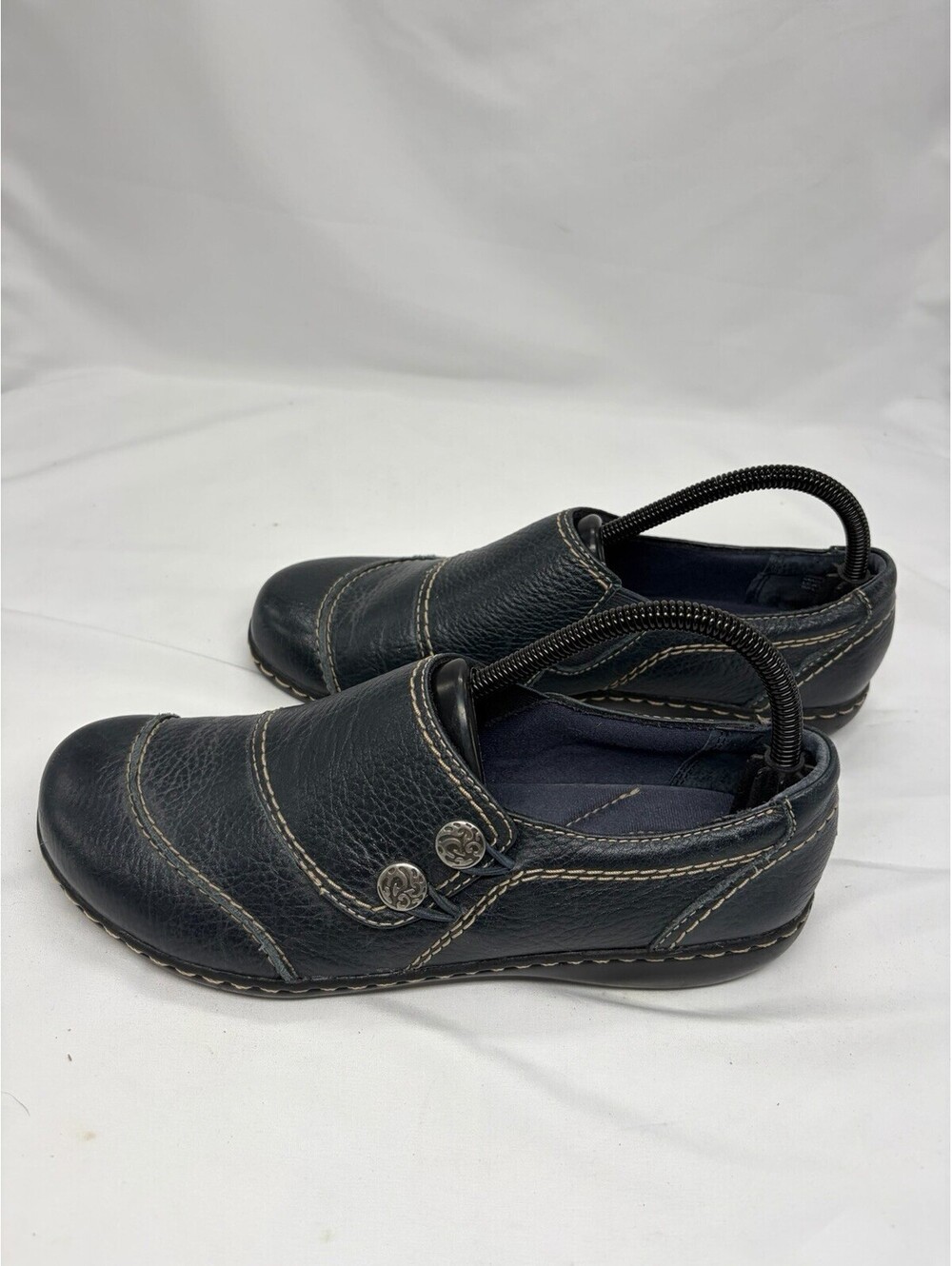 Clarks Bendables Size 8.5 Black Leather Comfort Loafer Shoes